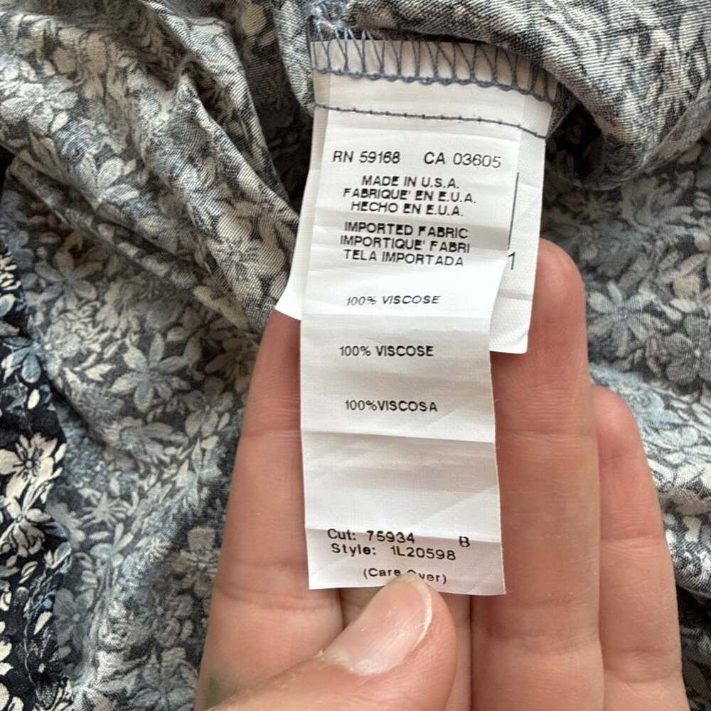 KAREN KANE Womens Size XL Blue Floral Puff Sleeve Scoop Neck Tiered Maxi Dress - Picture 7 of 8